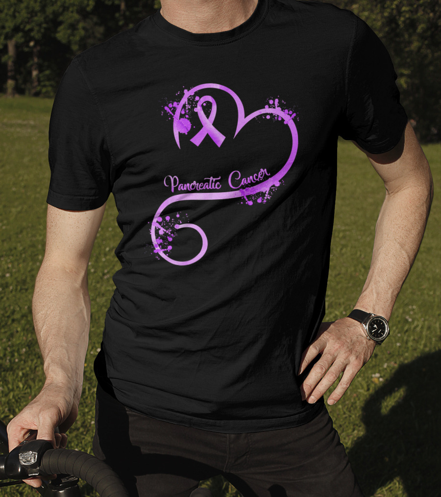 Heart Ribbon Pancreatic Cancer Awareness T-Shirt