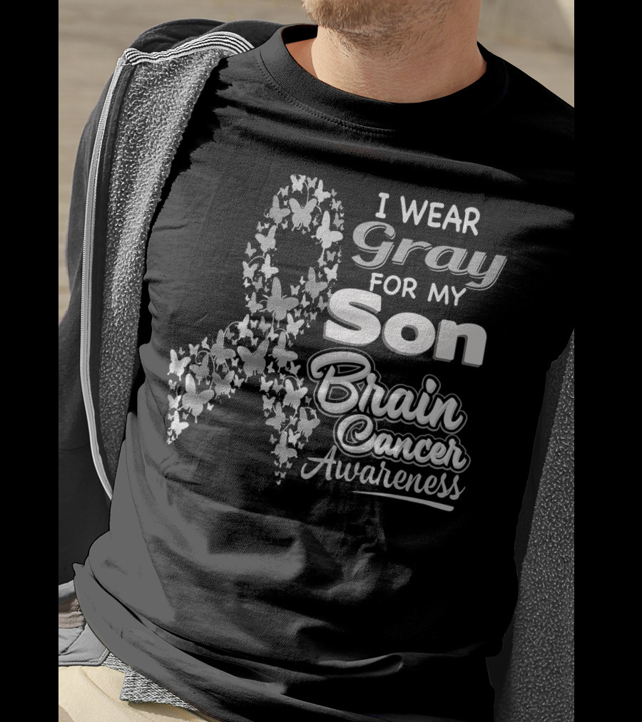I Wear Gray For My Son Brain Cancer Awareness T-Shirt