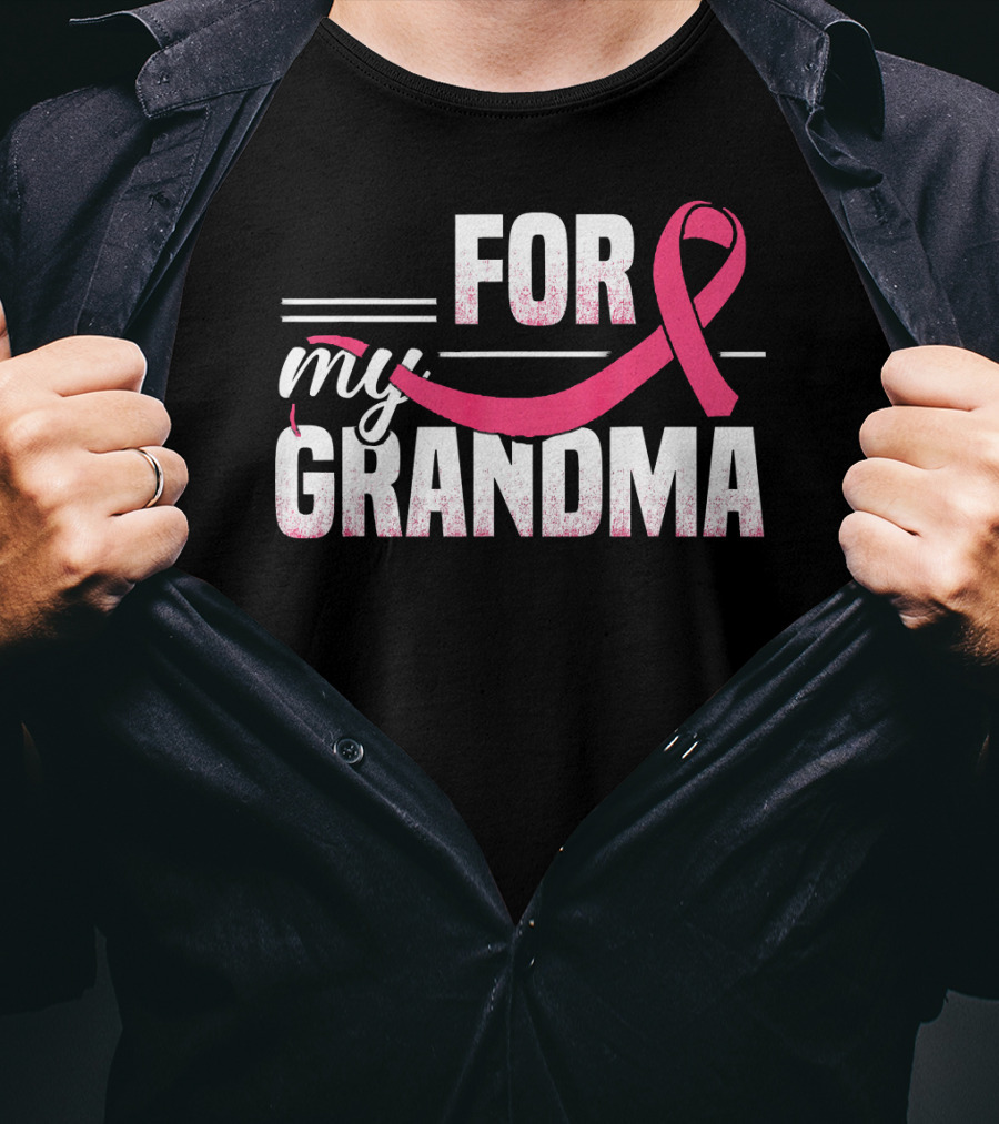 For My Grandma Pink Ribbon Breast Cancer Awareness T-Shirt