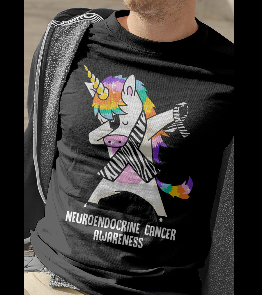 Neuroendocrine Cancer Awareness Dabbing Rainbow Unicorn T-Shirt
