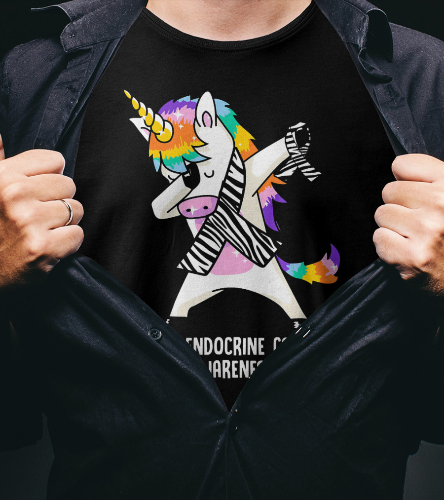 Neuroendocrine Cancer Awareness Dabbing Rainbow Unicorn T-Shirt