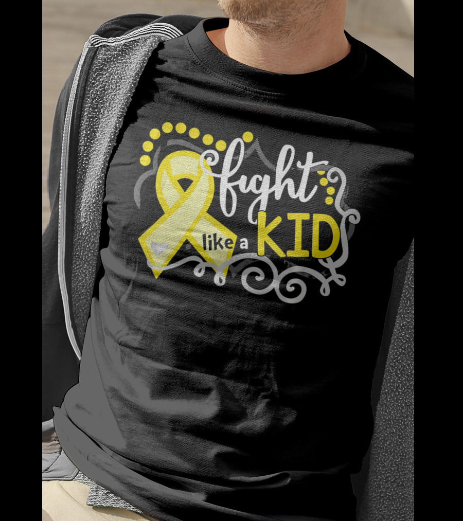 Fight Like A Kid Childhood Cancer Awareness Yellow T-Shirt