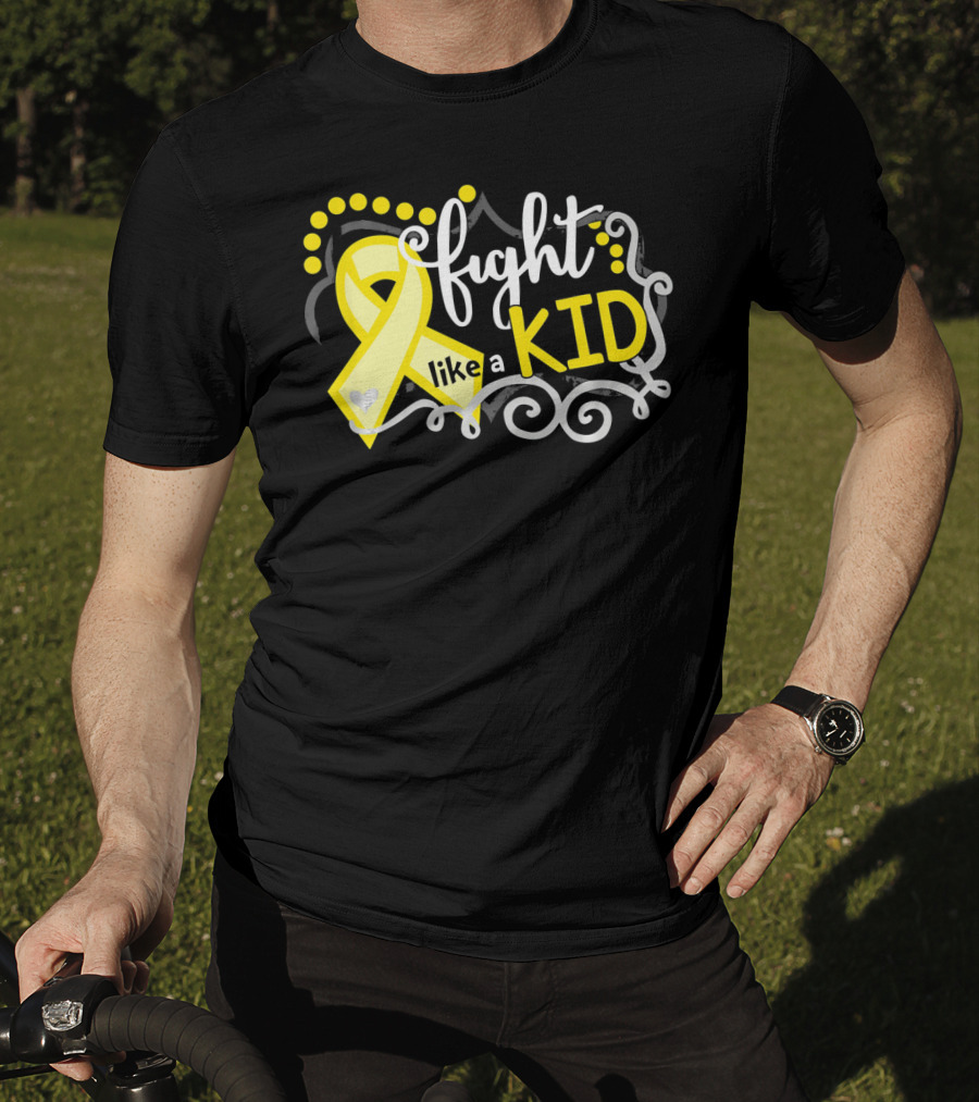 Fight Like A Kid Childhood Cancer Awareness Yellow T-Shirt