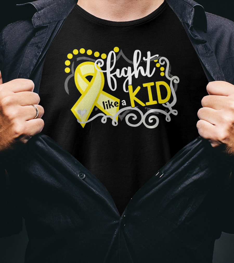 Fight Like A Kid Childhood Cancer Awareness Yellow T-Shirt