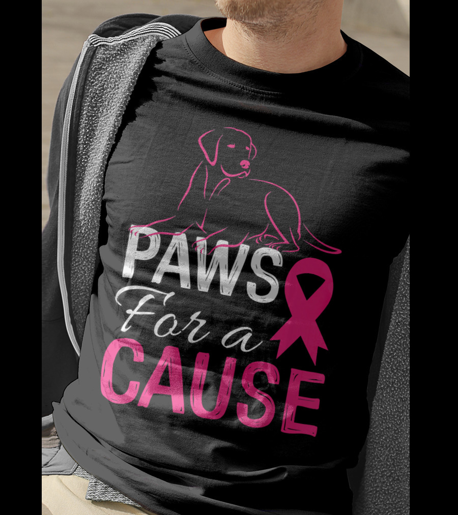 Paws For A Cause Breast Cancer Awareness Pink T-Shirt