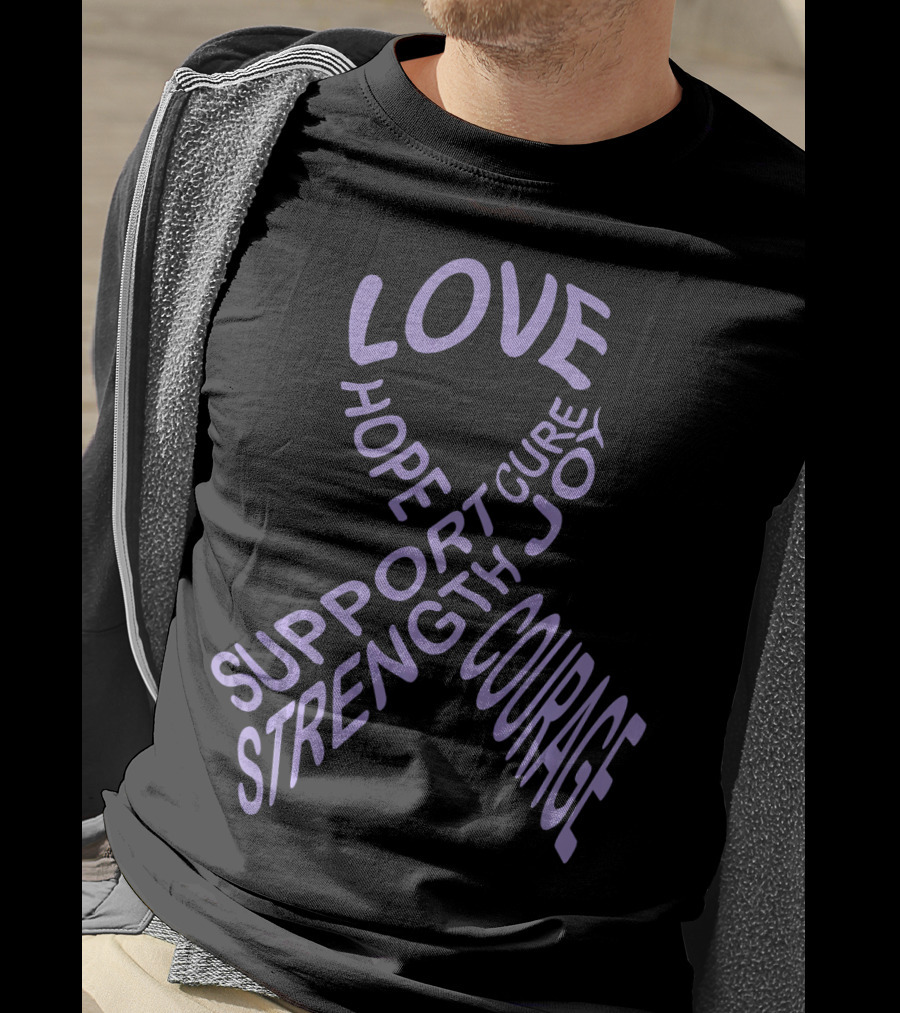 Love Hope Support Strength Courage Cure Joy Testicular Cancer Awareness Fight Cancer T-Shirt