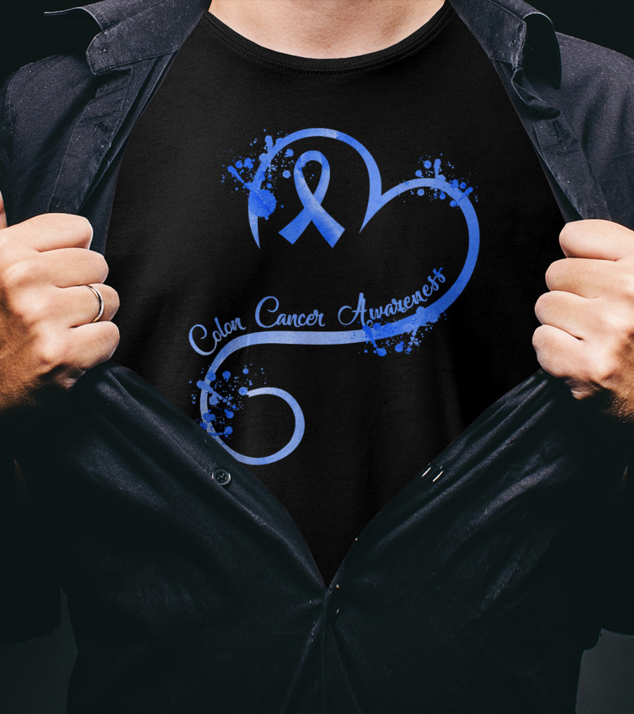 Heart Ribbon Colon Cancer Awareness T-Shirt