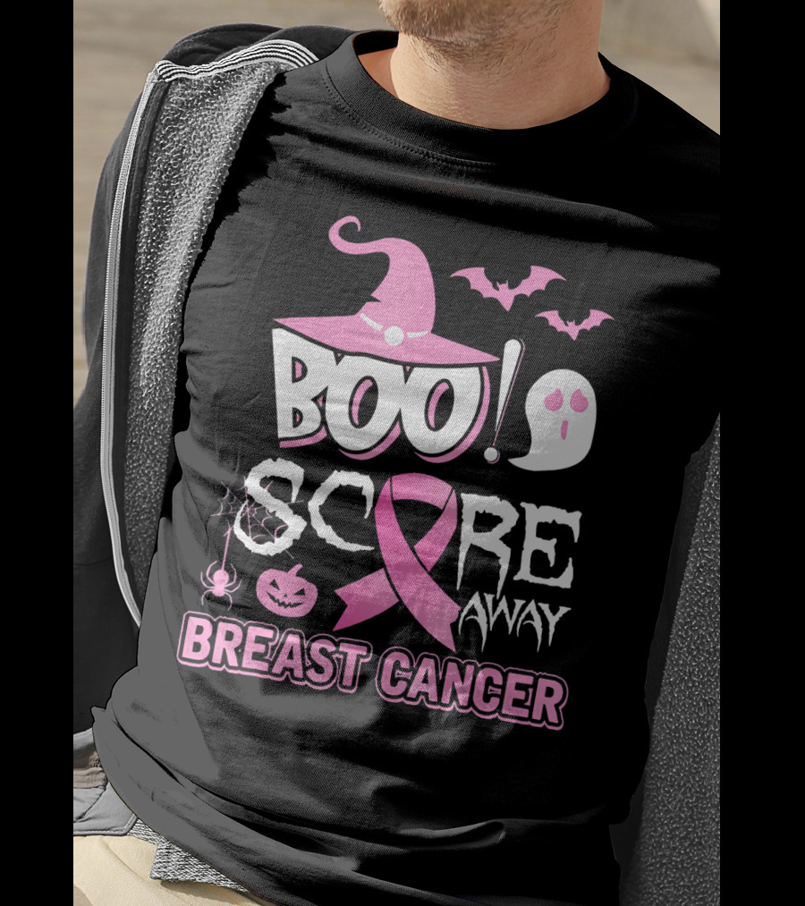 BOO Scare Away Breast Cancer Pink Ribbon Halloween T-Shirt