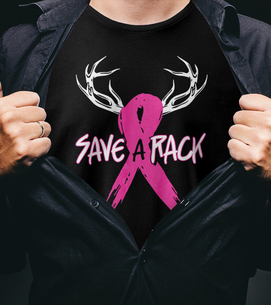 Save A Rack Breast Cancer Awareness Antlers Pink T-Shirt