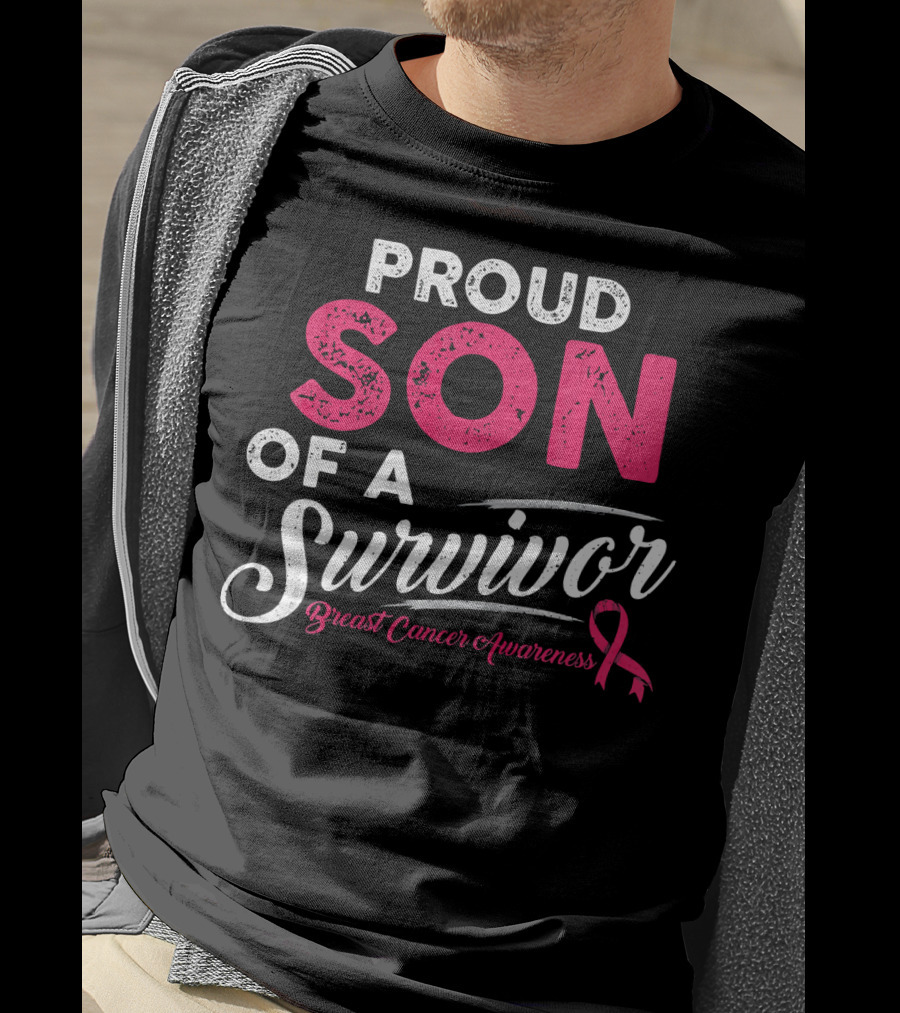 Proud Son Of A Survivor Breast Cancer Awareness T-Shirt