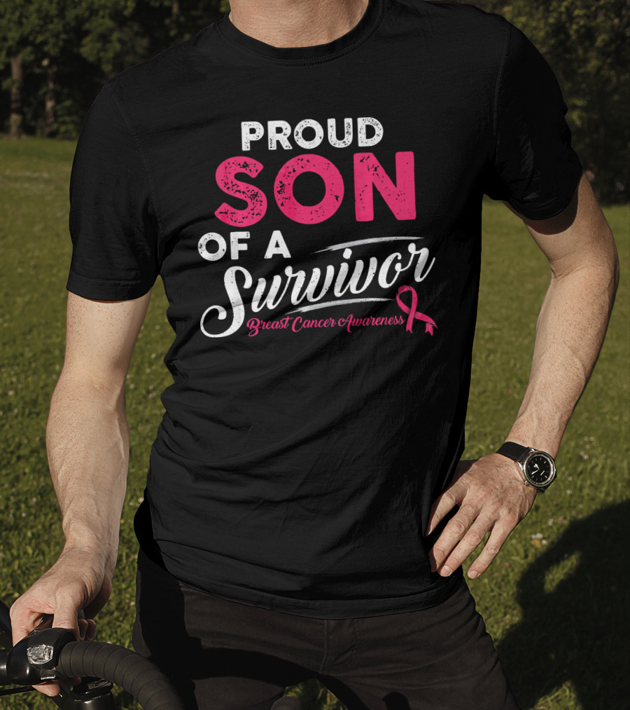 Proud Son Of A Survivor Breast Cancer Awareness T-Shirt