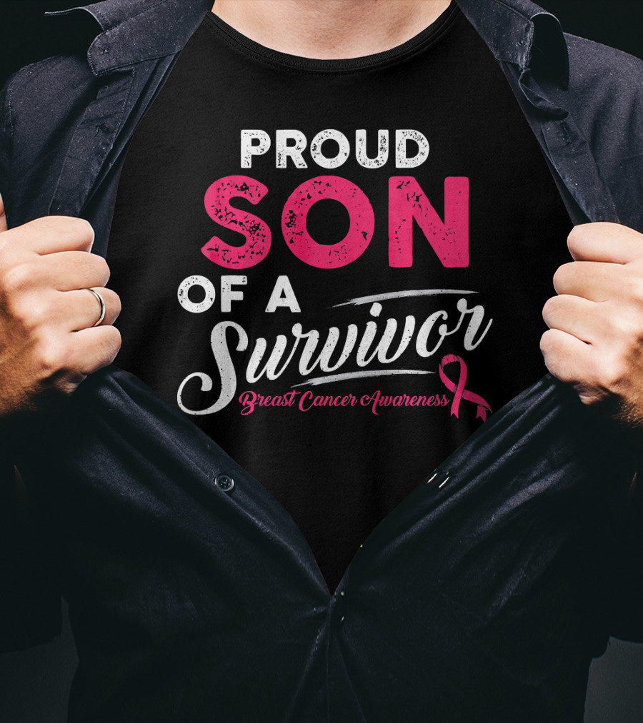 Proud Son Of A Survivor Breast Cancer Awareness T-Shirt