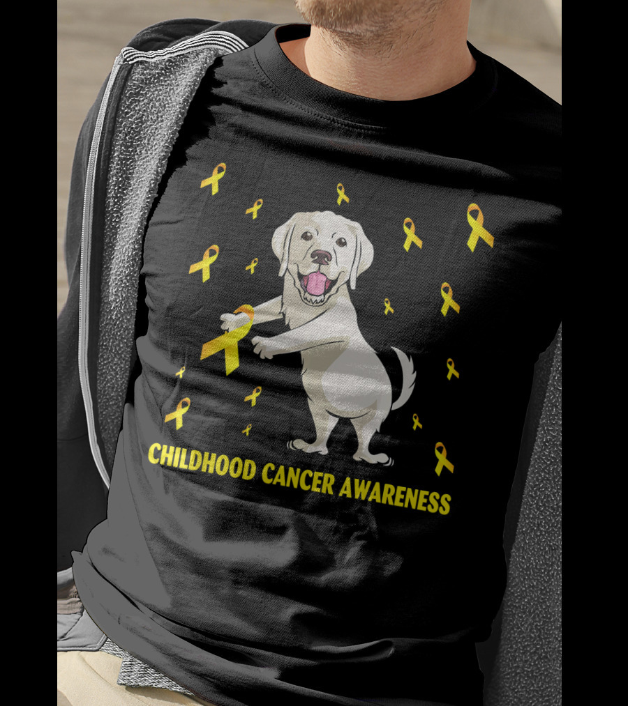 Childhood Cancer Awareness Flossing Labrador Gold T-Shirt