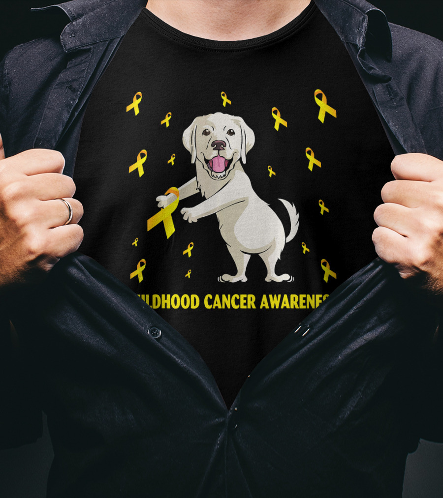 Childhood Cancer Awareness Flossing Labrador Gold T-Shirt