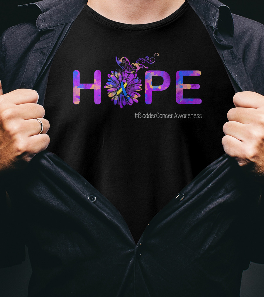 Hope Butterfly Ribbon Bladder Cancer Awareness T-Shirt