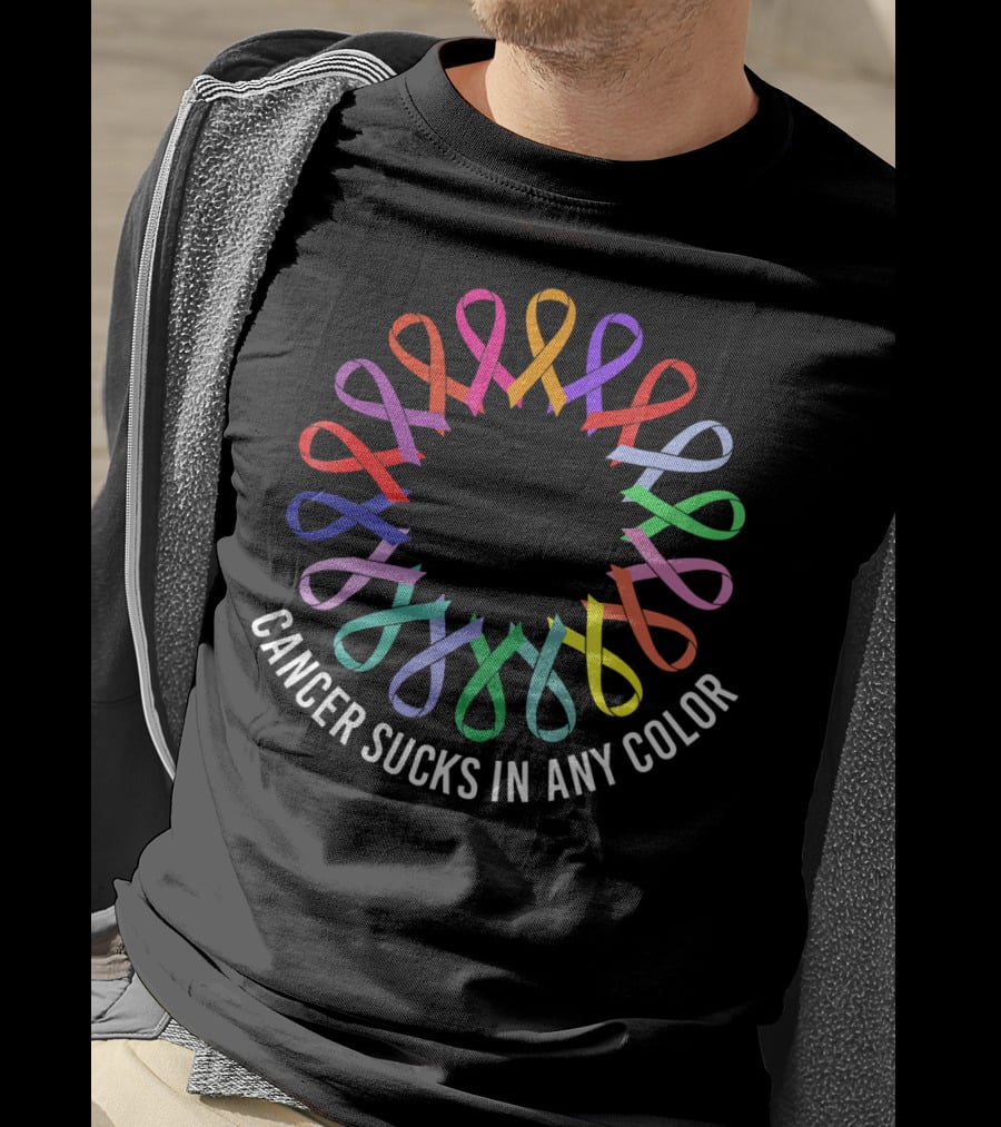 Cancer Sucks In Any Color Awareness Ribbons T-Shirt