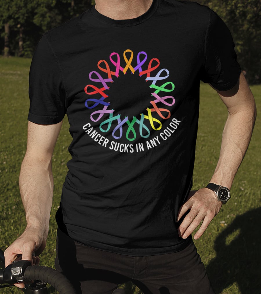 Cancer Sucks In Any Color Awareness Ribbons T-Shirt
