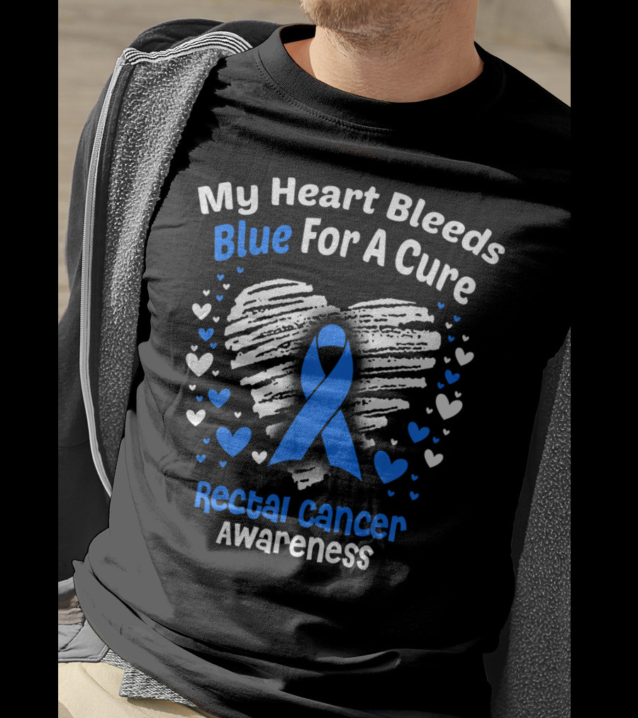 My Heart Bleeds Blue For A Cure Rectal Cancer Awareness T-Shirt