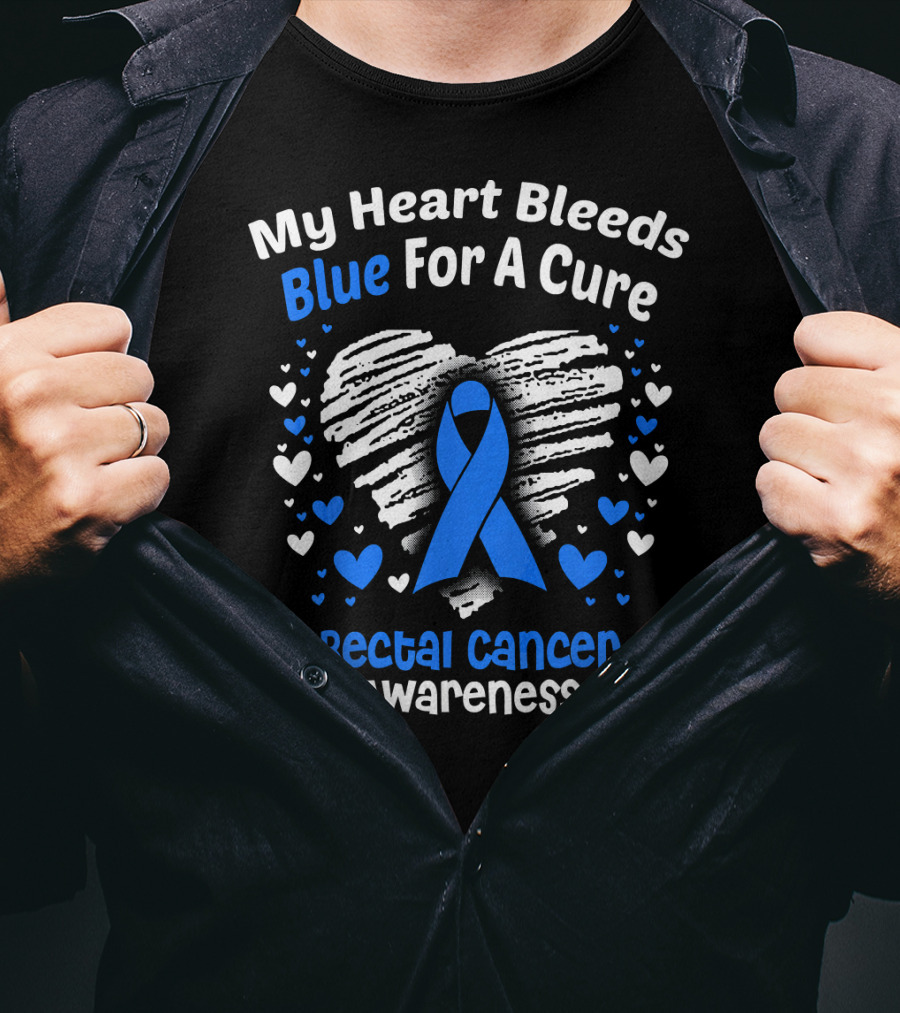 My Heart Bleeds Blue For A Cure Rectal Cancer Awareness T-Shirt
