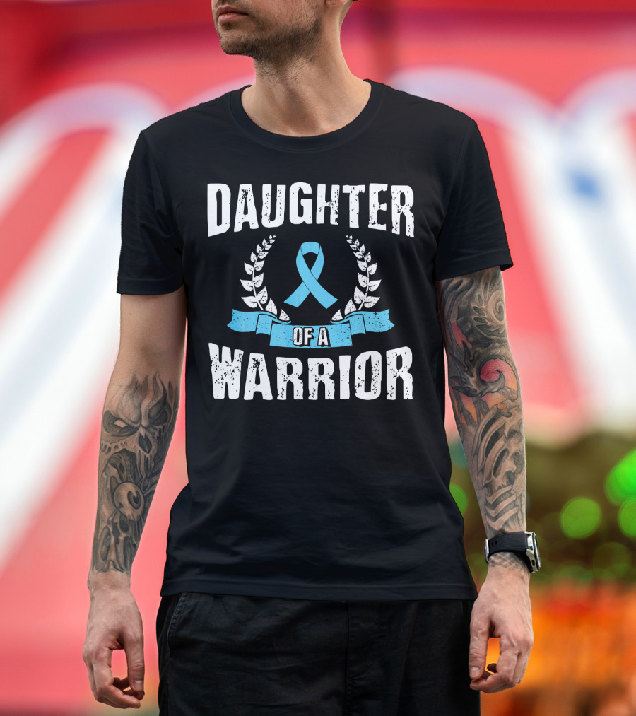 Daughter Of A Warrior Prostate Cancer Awareness Ribbon Laurel T-Shirt