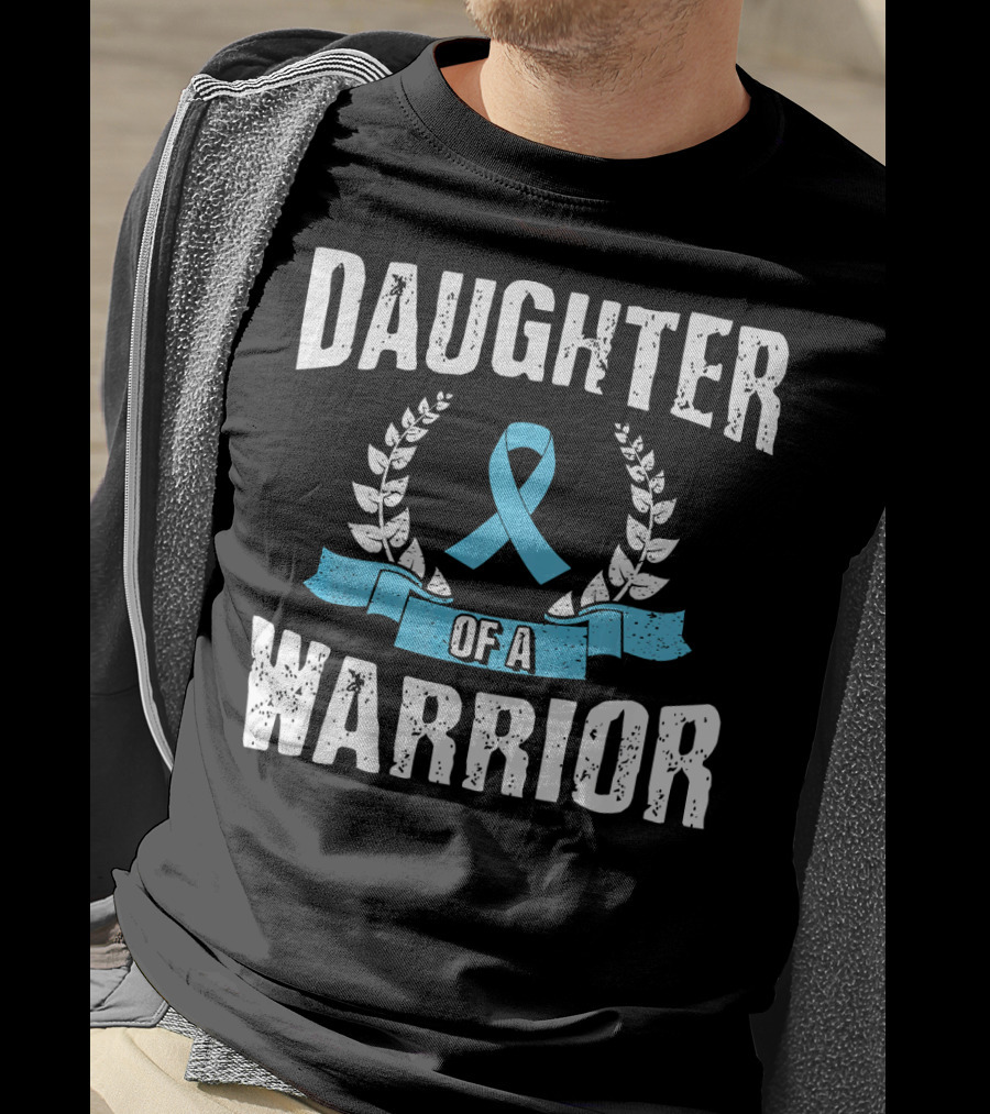 Daughter Of A Warrior Prostate Cancer Awareness Ribbon Laurel T-Shirt