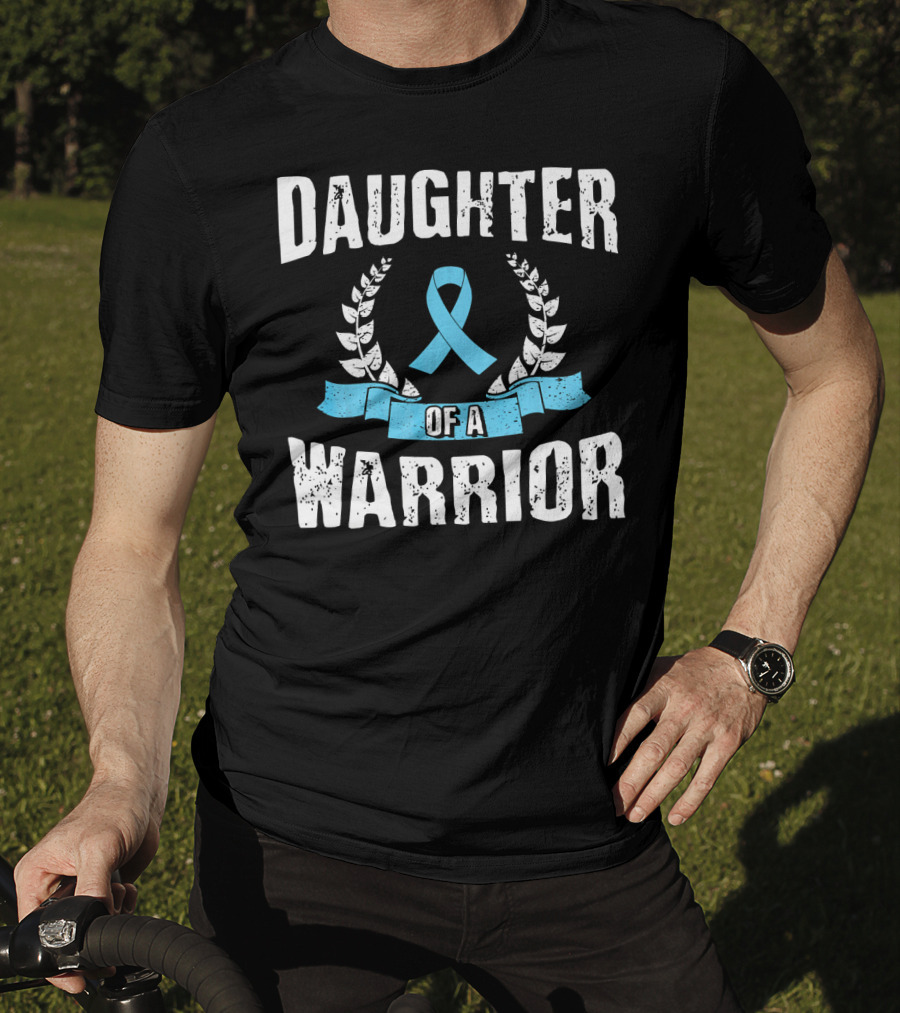 Daughter Of A Warrior Prostate Cancer Awareness Ribbon Laurel T-Shirt