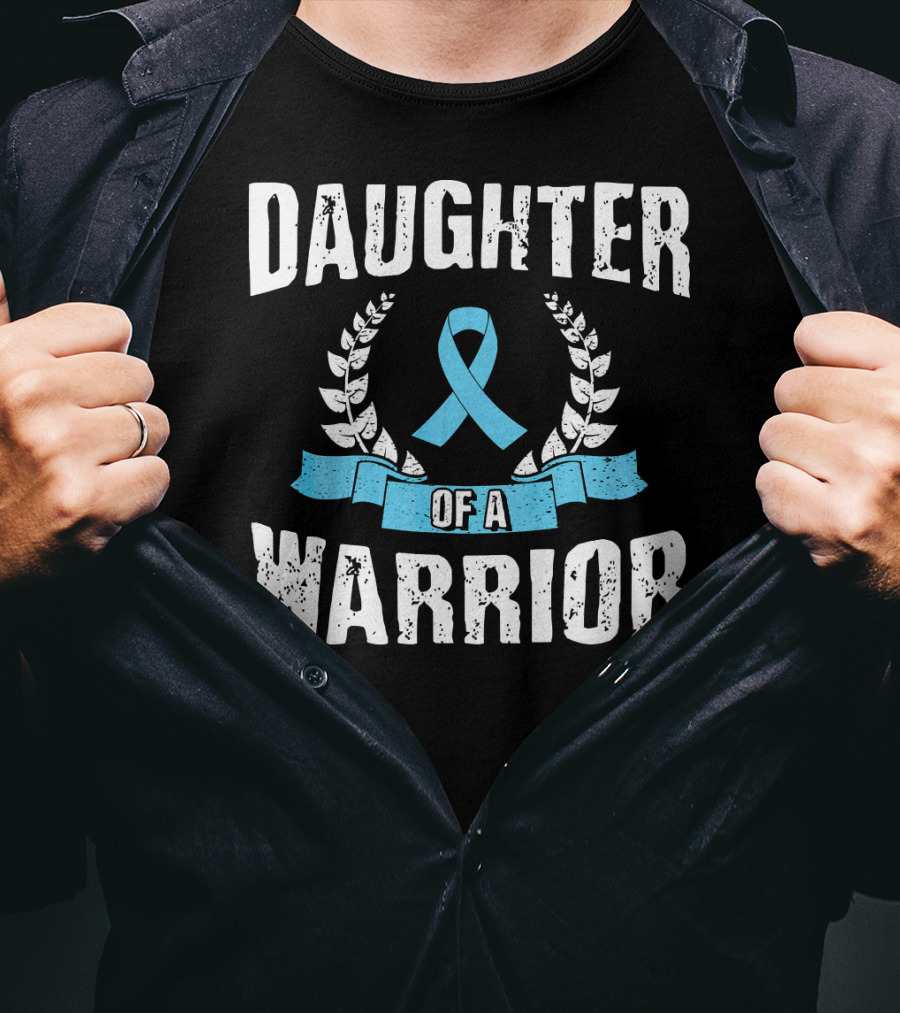 Daughter Of A Warrior Prostate Cancer Awareness Ribbon Laurel T-Shirt