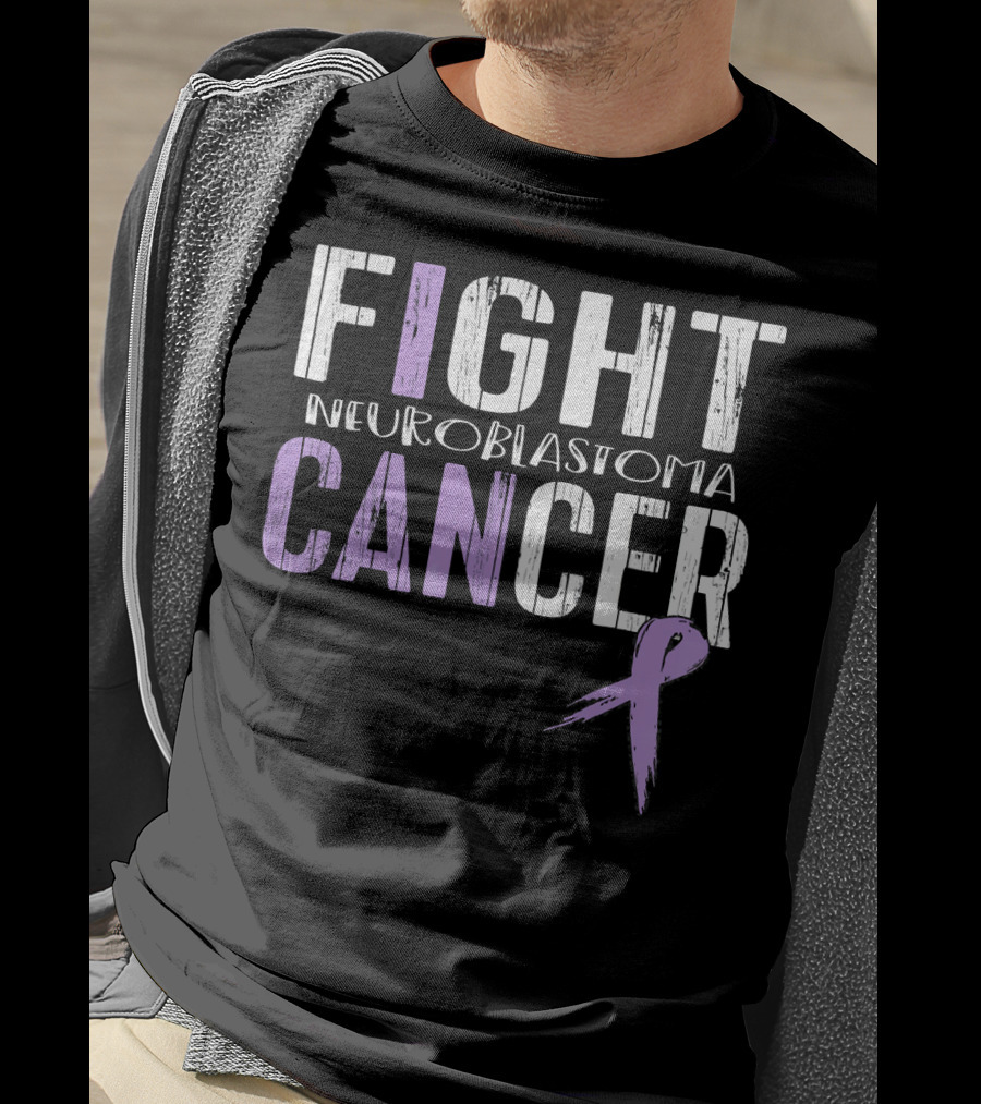 FIGHT NEUROBLASTOMA CANCER Purple Ribbon Awareness T-Shirt
