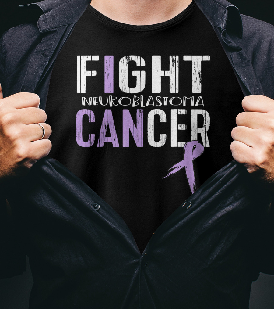 FIGHT NEUROBLASTOMA CANCER Purple Ribbon Awareness T-Shirt