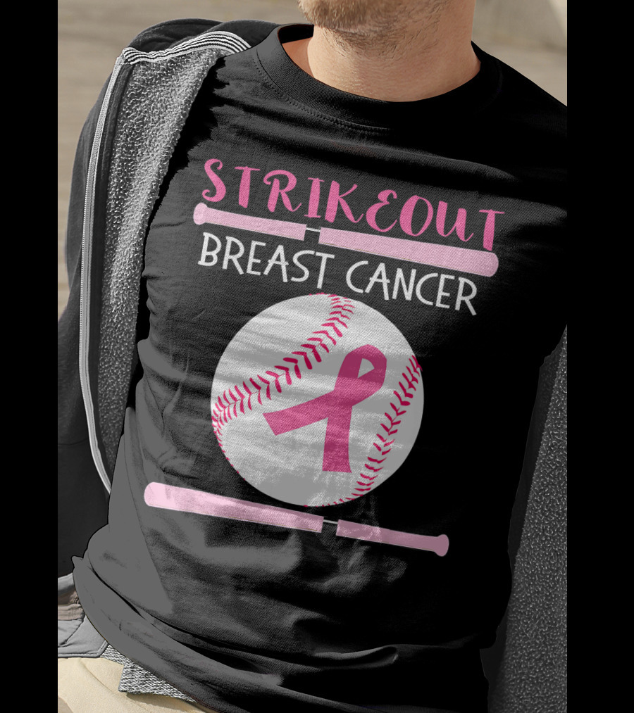Strikeout Breast Cancer Baseball Catcher Player Team Co T-Shirt