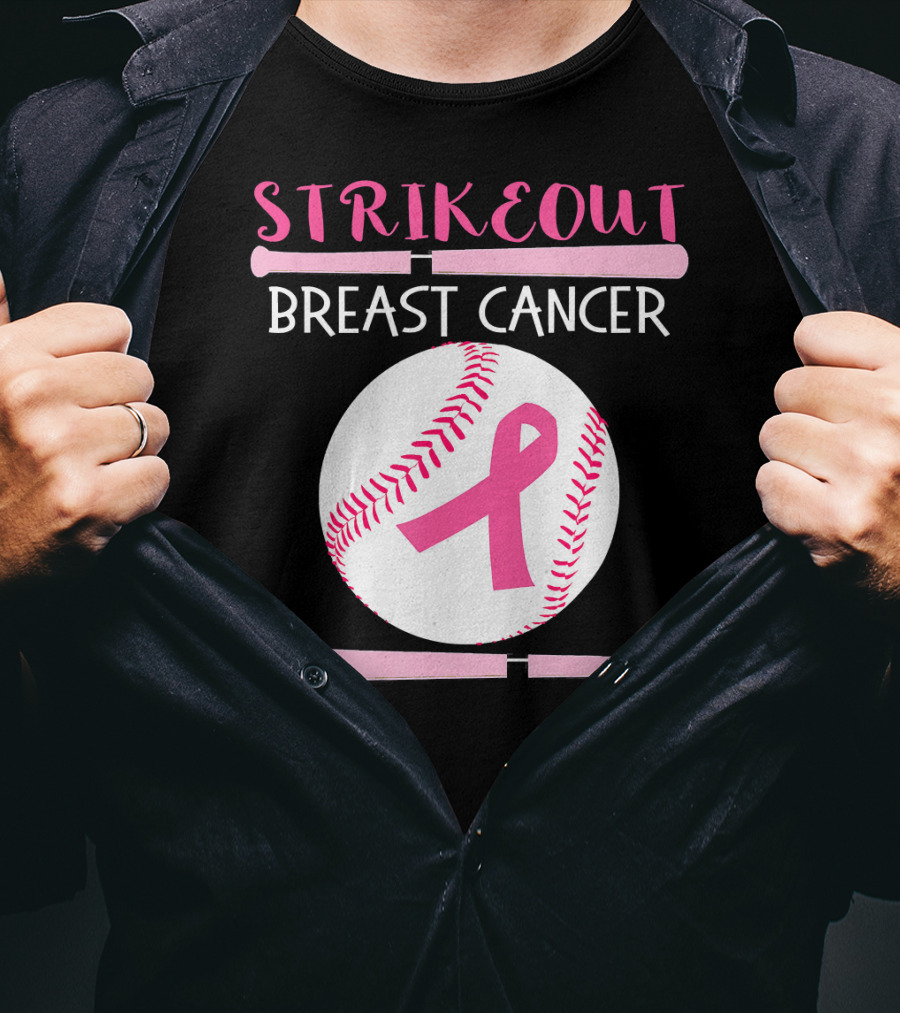 Strikeout Breast Cancer Baseball Catcher Player Team Co T-Shirt