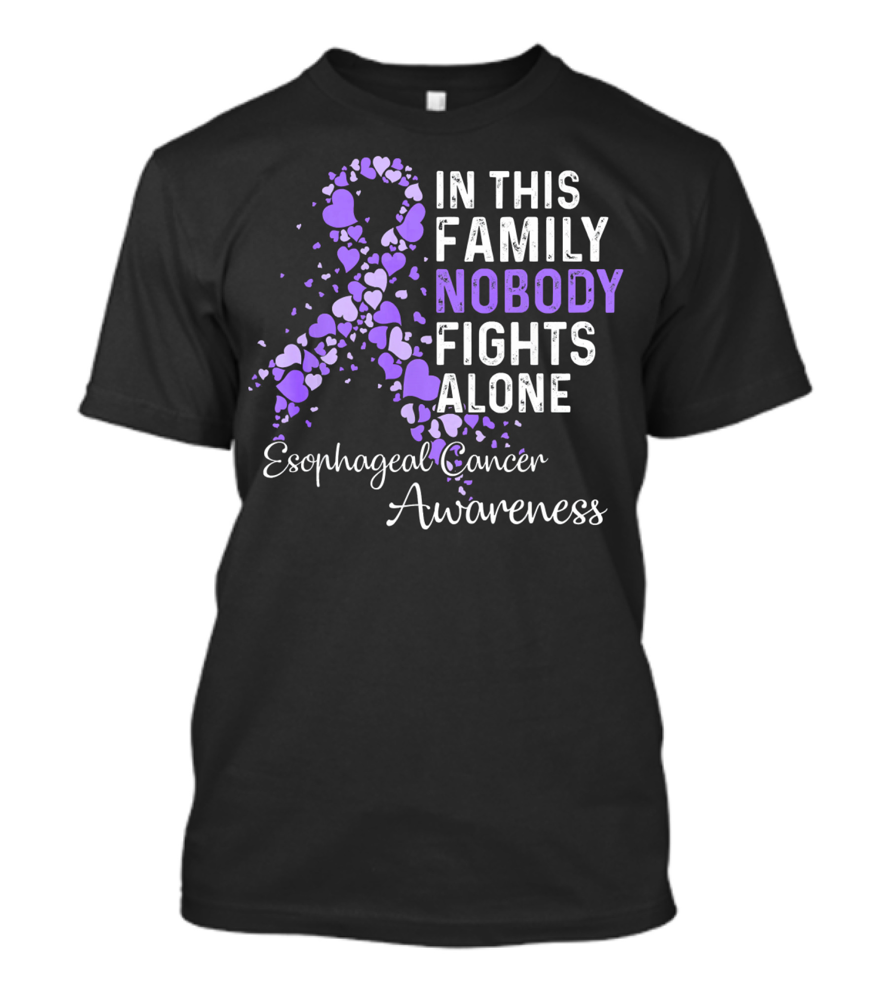 In This Family Nobody Fights Alone Esophageal Cancer Awareness T-Shirt