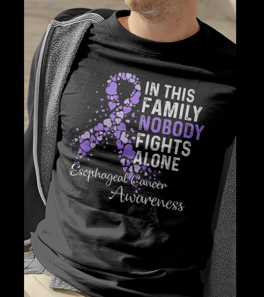 In This Family Nobody Fights Alone Esophageal Cancer Awareness T-Shirt