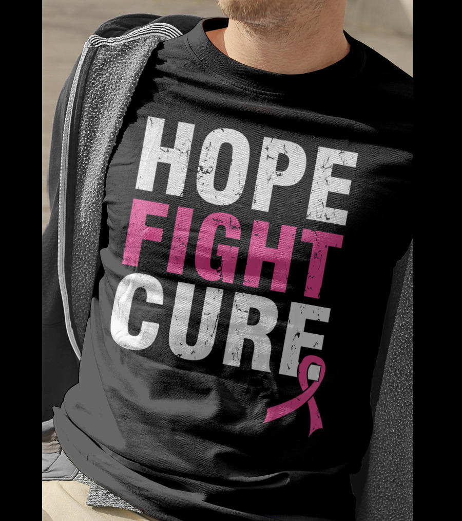 Hope Fight Cure Cancer Awareness Pink T-Shirt