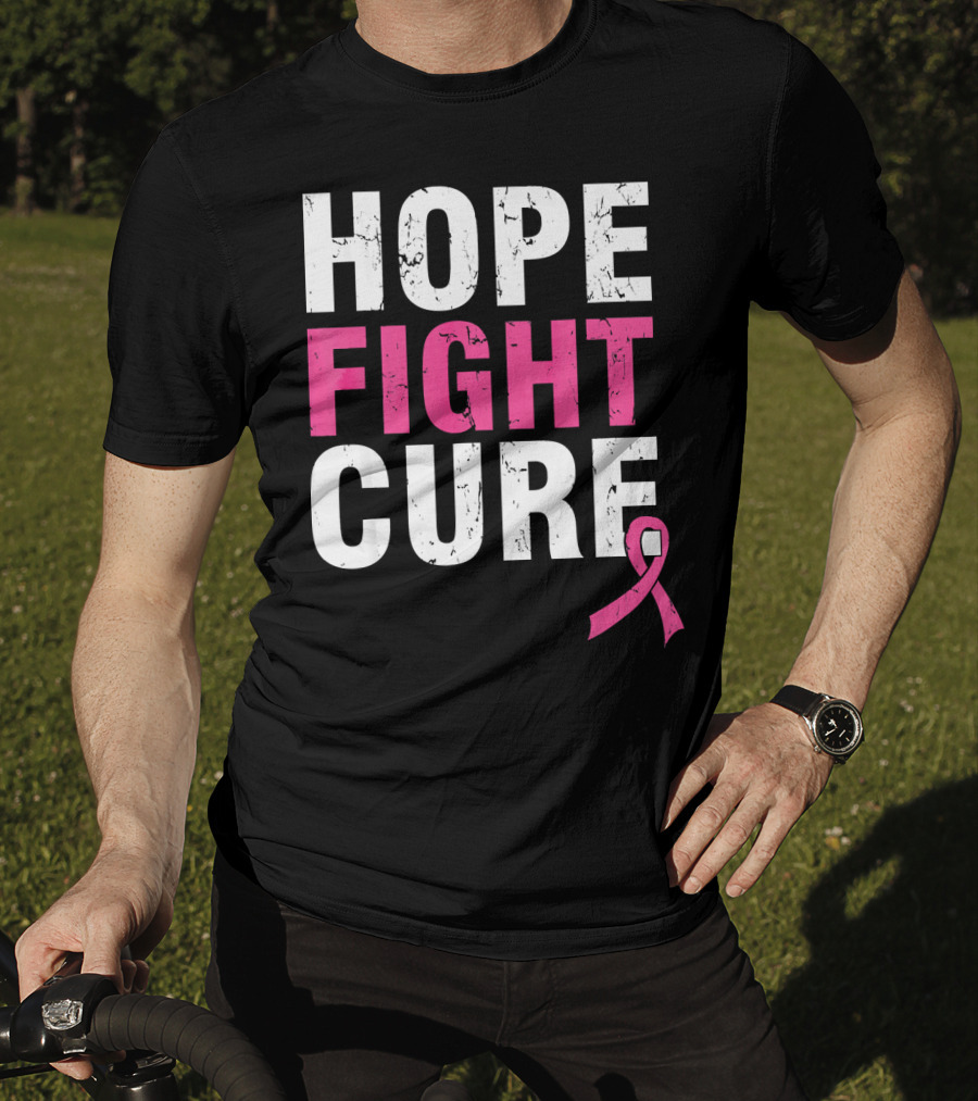 Hope Fight Cure Cancer Awareness Pink T-Shirt