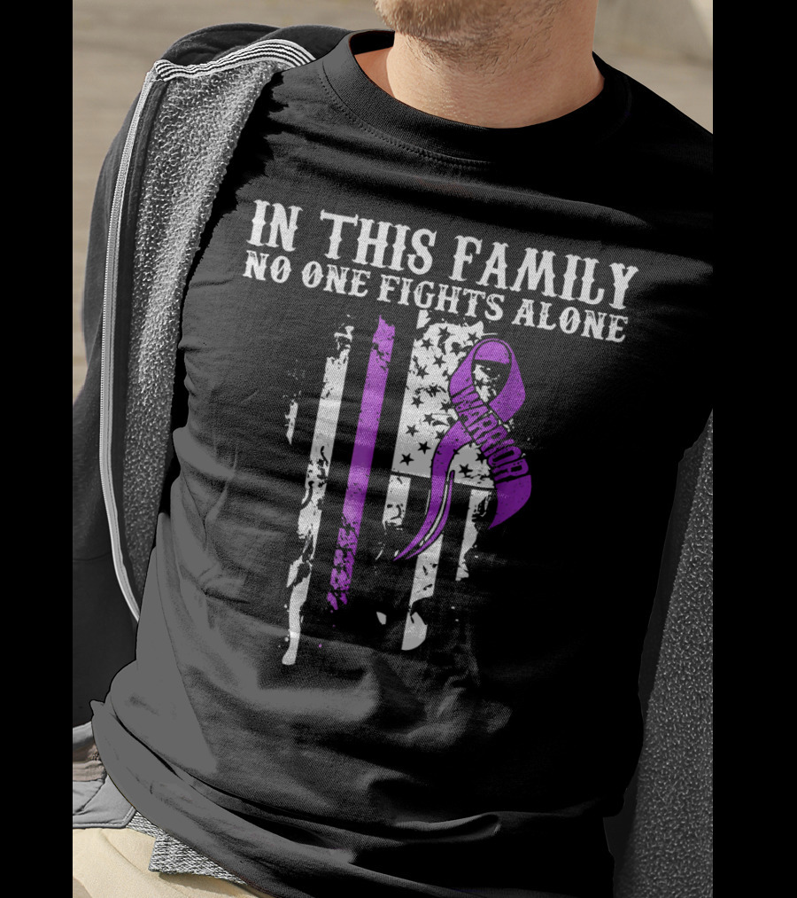 In This Family No One Fights Alone Pancreatic Cancer Warrior T-Shirt