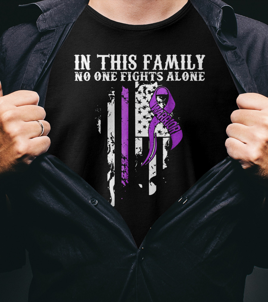 In This Family No One Fights Alone Pancreatic Cancer Warrior T-Shirt
