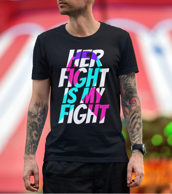 Premium T-Shirt: Her Fight Is My Fight Ribbon Thyroid Cancer Awareness T-Shirt Her Fight Is My Fight Ribbon Thyroid Cancer Awareness T-Shirt