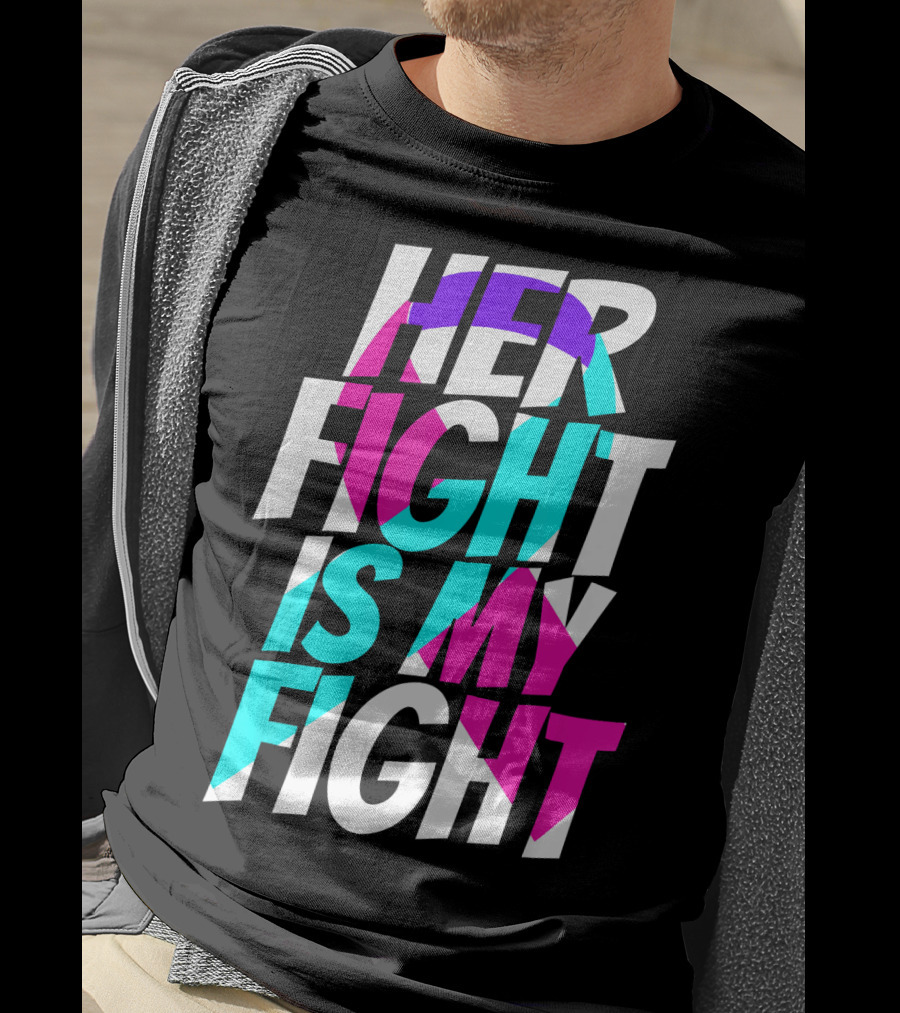 Her Fight Is My Fight Ribbon Thyroid Cancer Awareness T-Shirt