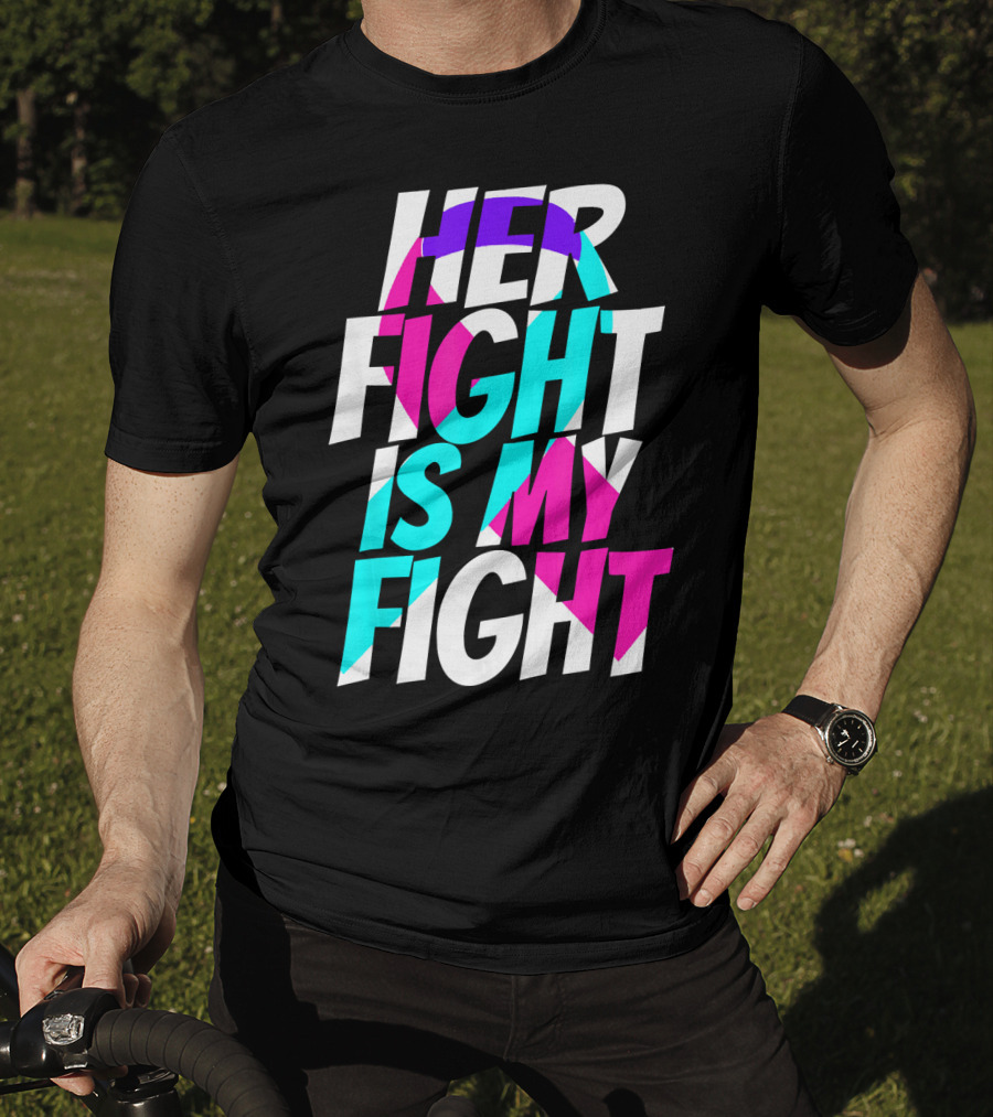 Her Fight Is My Fight Ribbon Thyroid Cancer Awareness T-Shirt