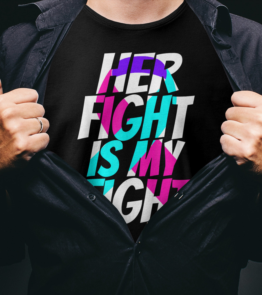 Her Fight Is My Fight Ribbon Thyroid Cancer Awareness T-Shirt