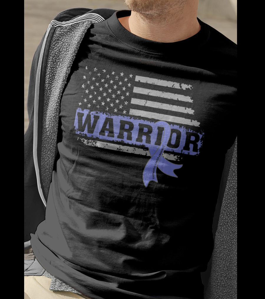 Warrior Esophageal Cancer Awareness American Flag T-Shirt