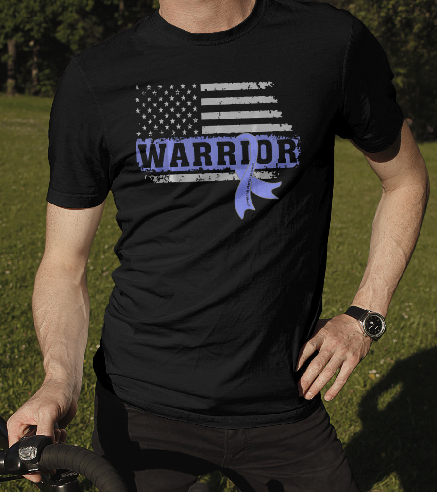 Warrior Esophageal Cancer Awareness American Flag T-Shirt