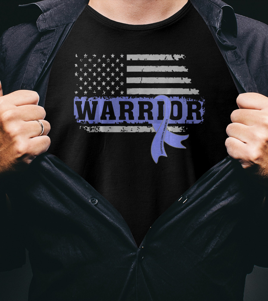 Warrior Esophageal Cancer Awareness American Flag T-Shirt