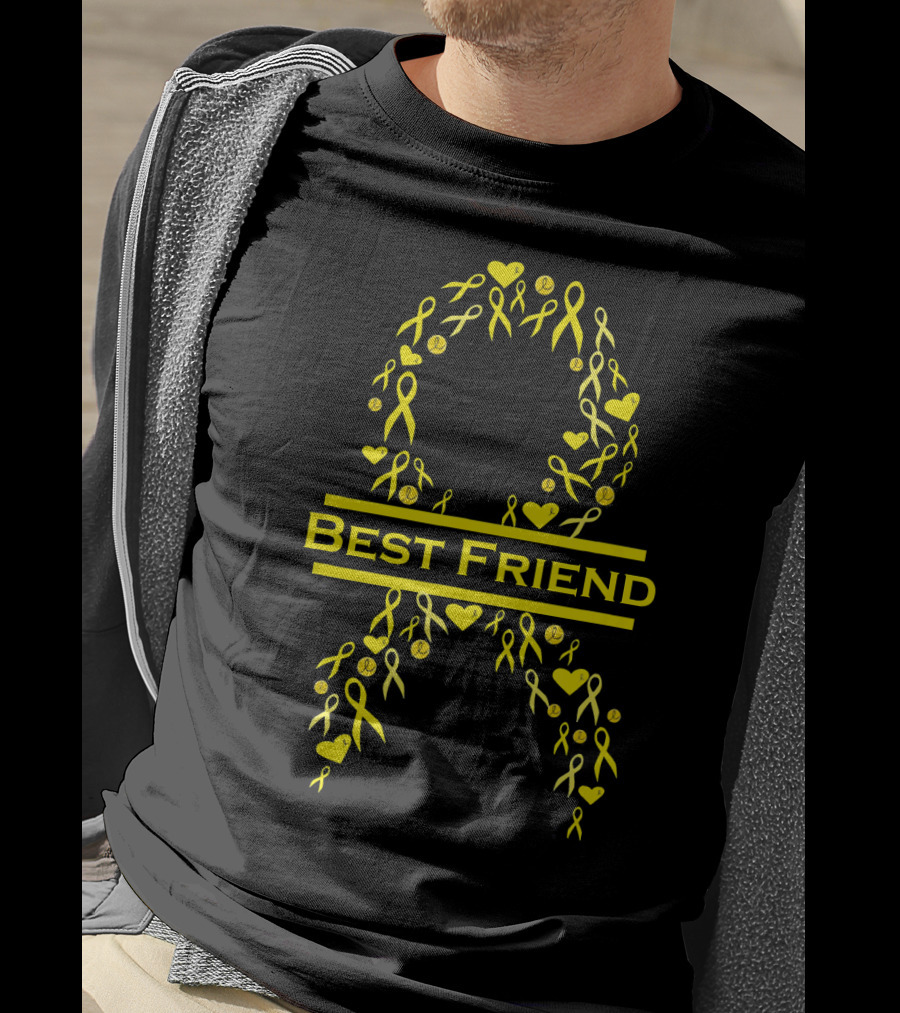 Childhood Cancer Awareness Yellow Ribbon Best Friend T-Shirt