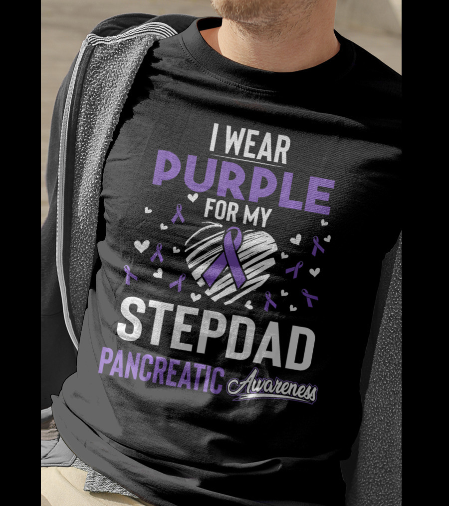 I Wear Purple For My Stepdad Pancreatic Awareness T-Shirt