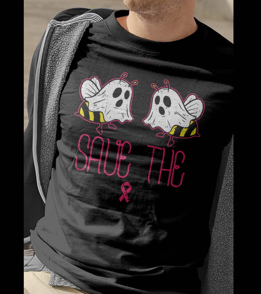 Save The Boo Bees Funny Halloween Breast Cancer Awareness T-Shirt