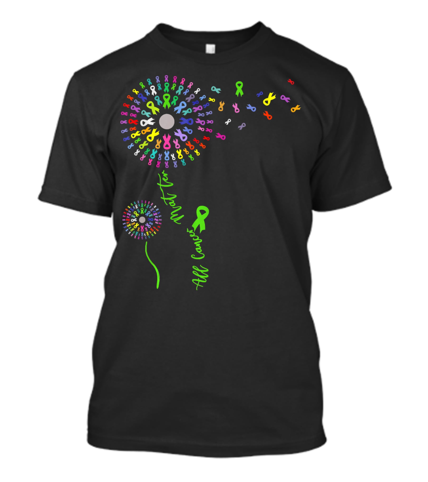 All Cancer Matter Support With Colorful Awareness Ribbon Burst T-Shirt