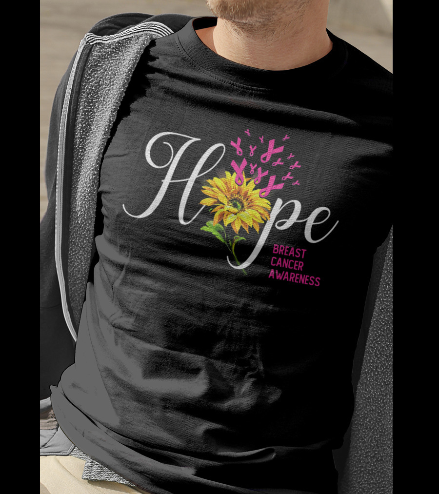 Hope Sunflower Breast Cancer Awareness T-Shirt