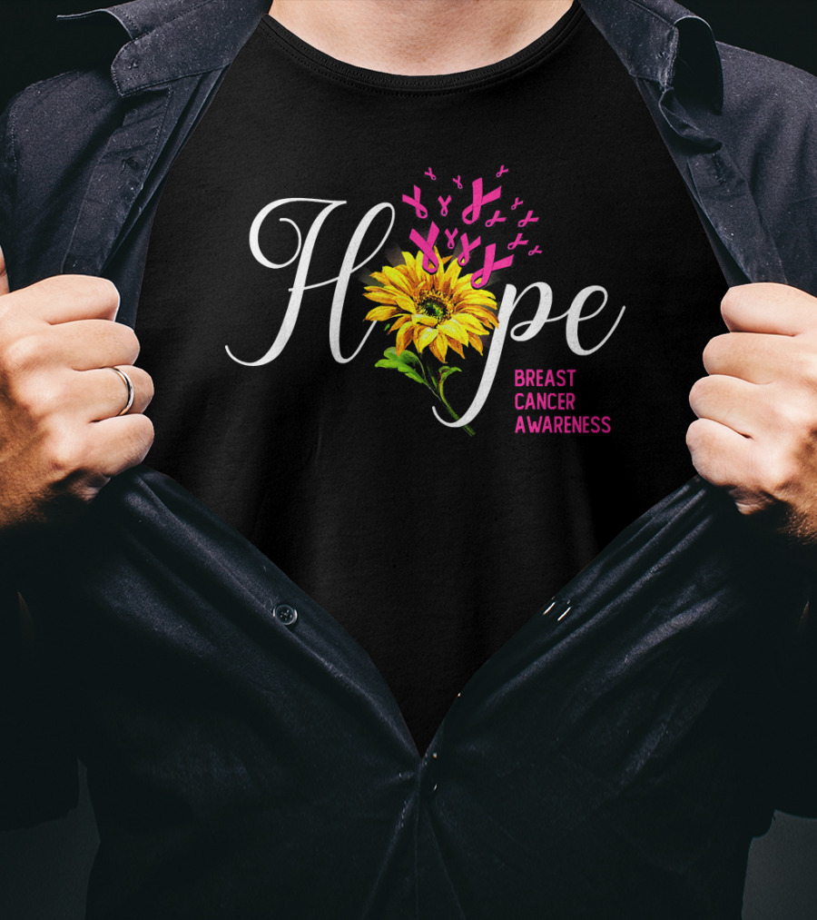 Hope Sunflower Breast Cancer Awareness T-Shirt